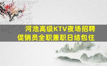 河池高级KTV夜场招聘促销员全职兼职日结包住